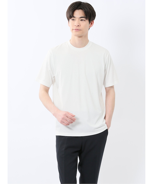 接触冷感 スロープネック半袖Tシャツ