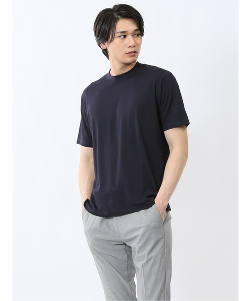 接触冷感 スロープネック半袖Tシャツ