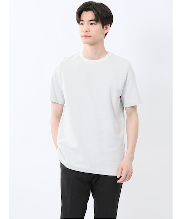メランジ 裏ボーダー クルーネック半袖Tシャツ