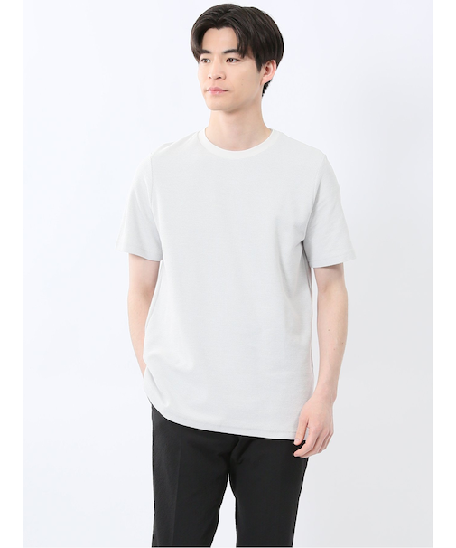 メランジ 裏ボーダー クルーネック半袖Tシャツ
