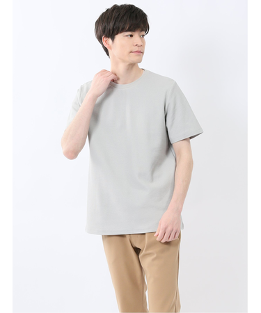 メランジ 裏ボーダー クルーネック半袖Tシャツ