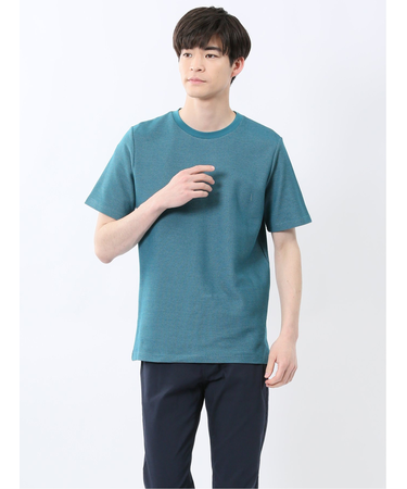 メランジ 裏ボーダー クルーネック半袖Tシャツ