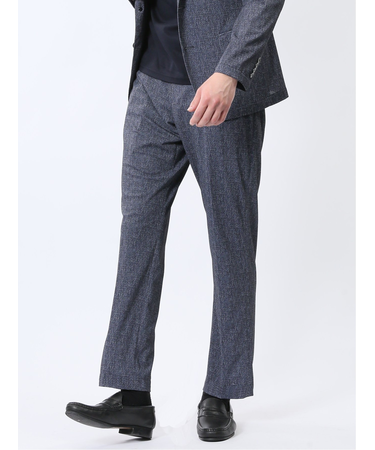 TechDenim スリムフィット ノータックパンツ 紺（セットアップ可能）