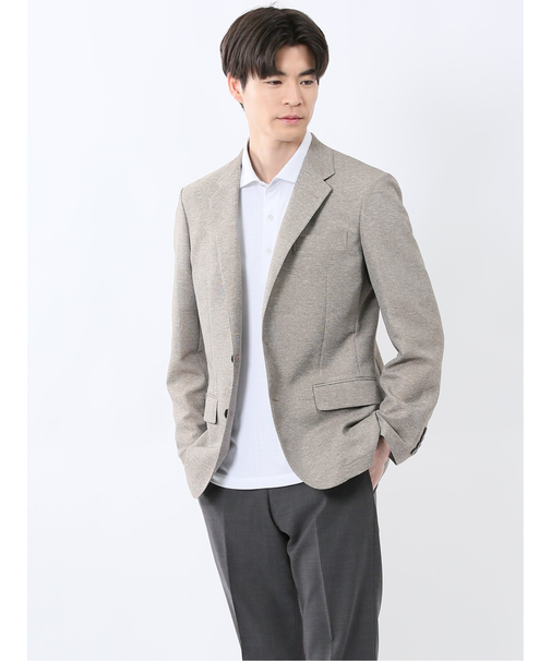 TechLinen スリムフィット 2ボタンジャケット 茶