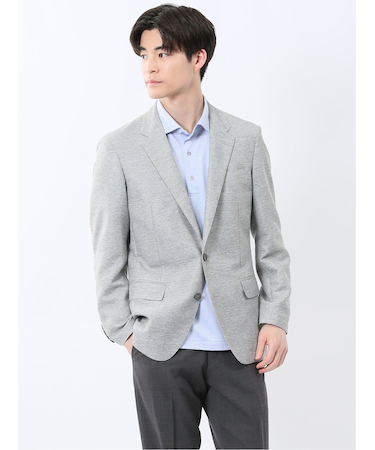 TechLinen スリムフィット 2ボタンジャケット ライトグレー