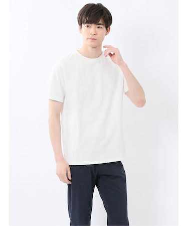 ふくれバイヤスジャガード クルーネック半袖Tシャツ
