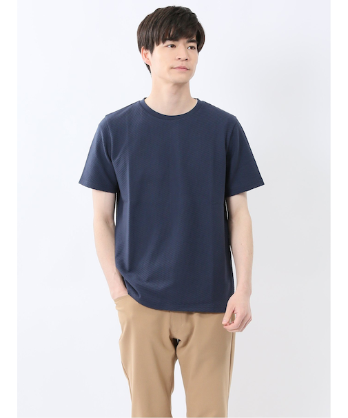 ふくれバイヤスジャガード クルーネック半袖Tシャツ