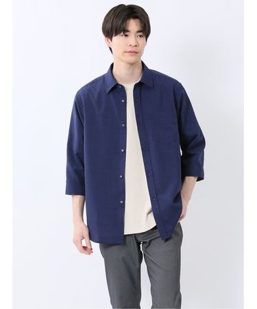 TechLinen レギュラーカラー 7分袖シャツ