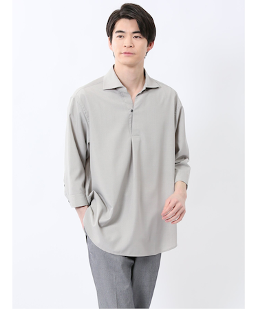 TechLinen プルオーバー 7分袖シャツ