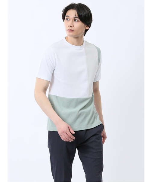 異素材切替 クルーネック半袖Tシャツ