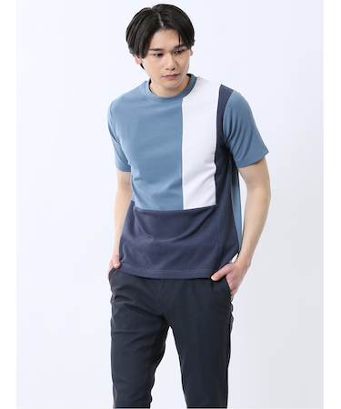 異素材切替 クルーネック半袖Tシャツ