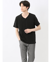 ふくれアーガイル Vネック半袖Tシャツ