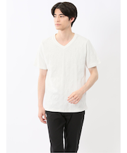 ふくれアーガイル Vネック半袖Tシャツ