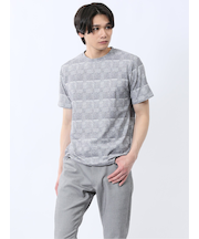 メッシュ かすれプリント クルーネック半袖Tシャツ