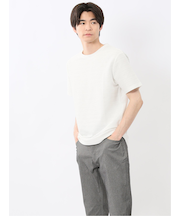 ピンタックボーダー クルーネック半袖Tシャツ