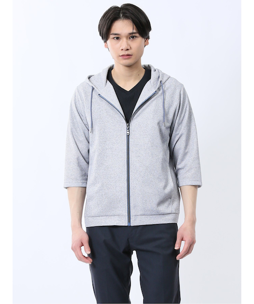 ドビーメッシュ 7分袖パーカー