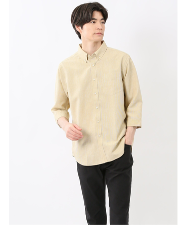 TechLinen ボタンダウン 7分袖シャツ