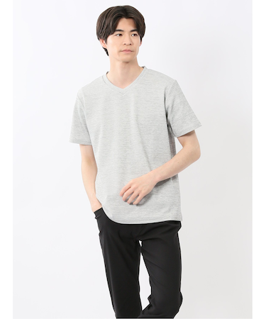 ハイストレッチ メランジ Vネック半袖Tシャツ