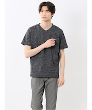 ハイストレッチ メランジ Vネック半袖Tシャツ