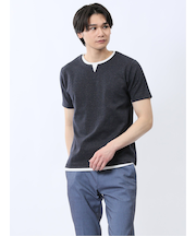 メランジポンチ キーネック半袖Tシャツ