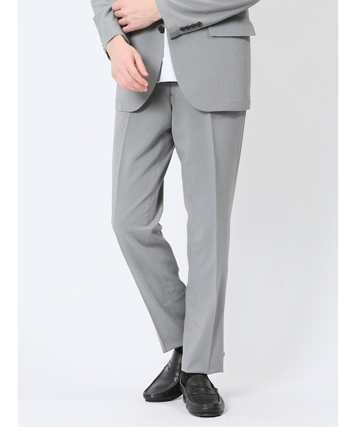 軽量 スリムフィット ノータックパンツ 千鳥シロ×クロ