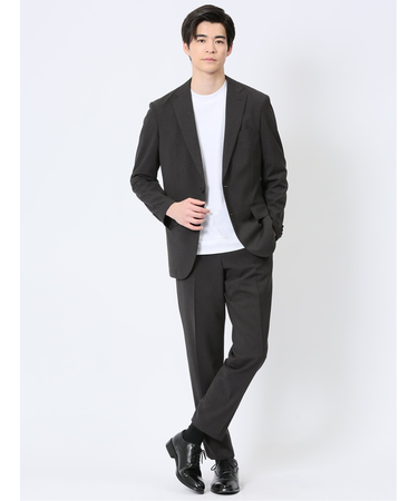 軽量ストレッチ レギュラーフィット 2ボタン2ピーススーツ 千鳥黒