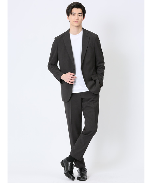 軽量ストレッチ レギュラーフィット 2ボタン2ピーススーツ 千鳥黒