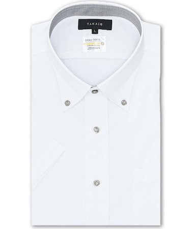 形態安定 吸水速乾 スタンダードフィット ボタンダウン半袖シャツ