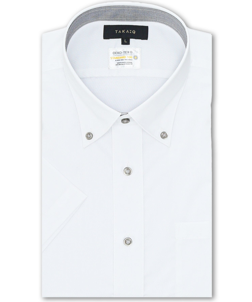 形態安定 吸水速乾 スタンダードフィット ボタンダウン半袖シャツ