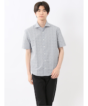 メッシュ 小花プリント カッタウェイ半袖シャツ