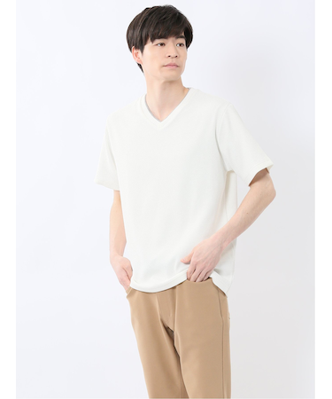 ドライストライプ Vネック半袖Tシャツ