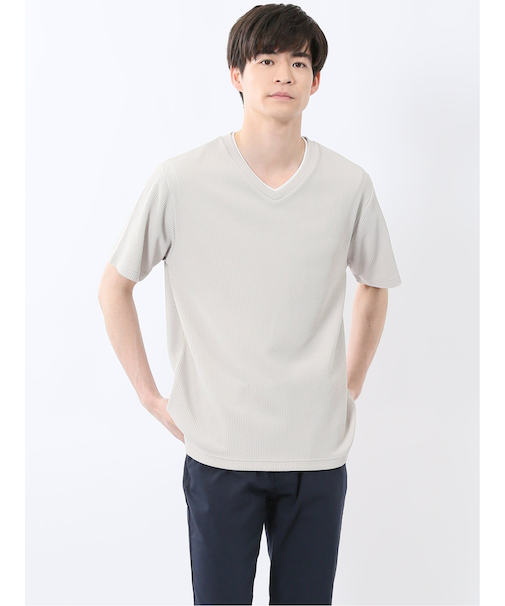 ドライストライプ Vネック半袖Tシャツ