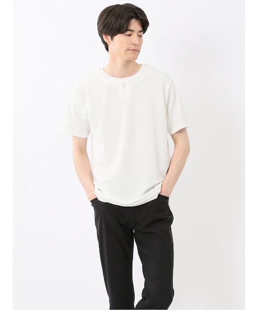 ドライワッフル キーネック半袖Tシャツ