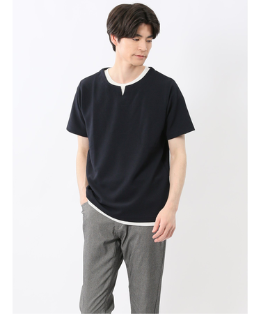 ドライワッフル キーネック半袖Tシャツ