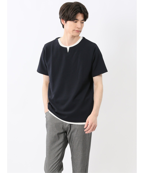 ドライワッフル キーネック半袖Tシャツ