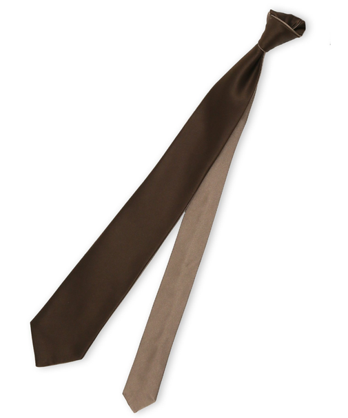 シルクサテン リバーシブル ナロータイ 7.5cm幅 茶×ベージュ