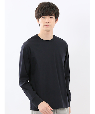 【DRESS T-SHIRT】シルケットスムス スロープネック 長袖Tシャツ