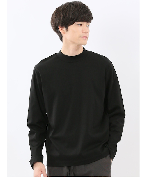 【DRESS T-SHIRT】シルケットスムス モックネック 長袖Tシャツ