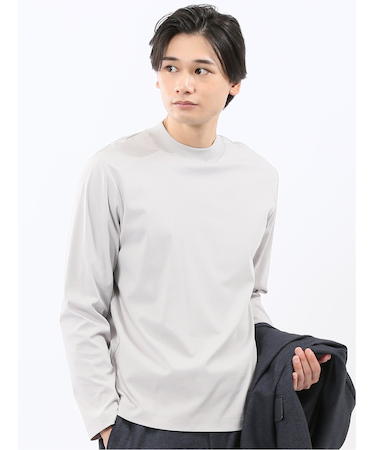 【DRESS T-SHIRT】シルケットスムス モックネック 長袖Tシャツ