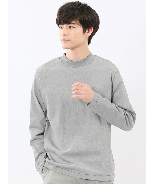 DRESS T-SHIRT】シルケットスムス モックネック 長袖Tシャツ