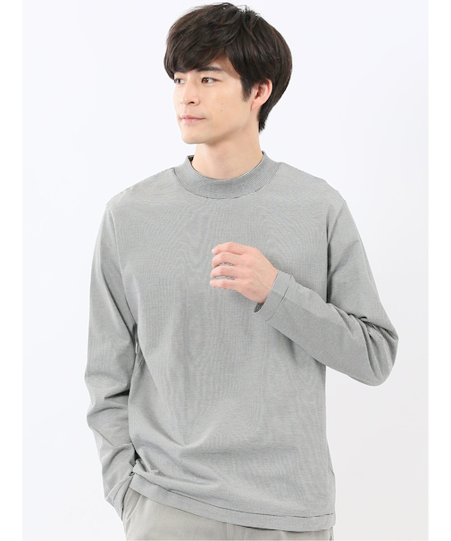 【DRESS T-SHIRT】シルケットスムス モックネック 長袖Tシャツ