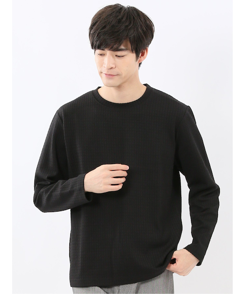 千鳥ジャガード クルーネック長袖Tシャツ