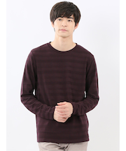リンクスボーダージャガード クルーネック長袖Tシャツ