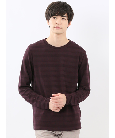 リンクスボーダージャガード クルーネック長袖Tシャツ