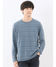 リンクスボーダージャガード クルーネック長袖Tシャツ