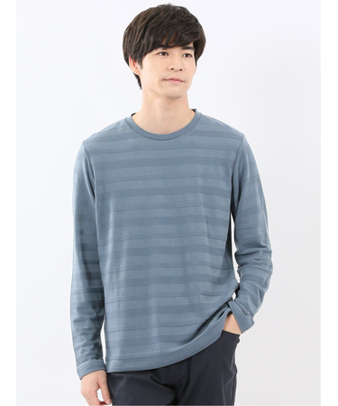リンクスボーダージャガード クルーネック長袖Tシャツ