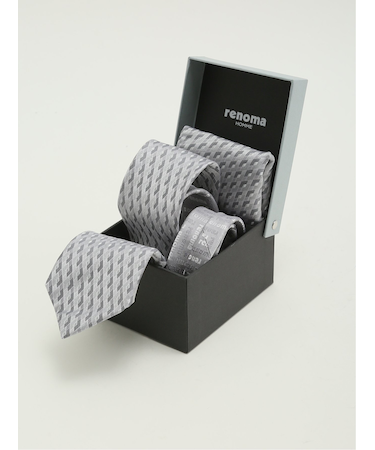 シルク ラインストーン付き ナロータイ&チーフセット