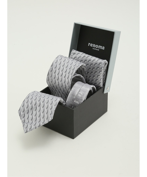 シルク ラインストーン付き ナロータイ&チーフセット