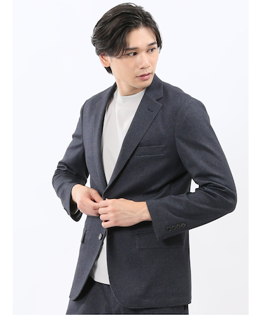 TechMove スリムフィット 2ボタンジャケット カルゼ紺(セットアップ可能)