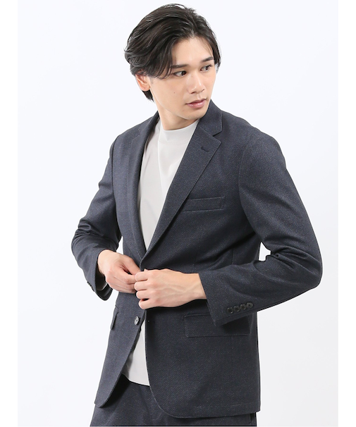 TechMove スリムフィット 2ボタンジャケット カルゼ紺(セットアップ可能)